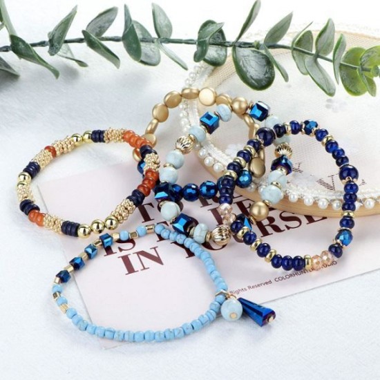 3 Sets Beaded Bracelets For Women Boho Multi-Layer Mix Beads Stackable Strand Stretch Bracelet Set For Teen Girls 3 Sets Beaded Bracelets For Women Boho Multi-Layer Mix Beads Stackable Strand Stretch Bracelet Set For Teen Girls